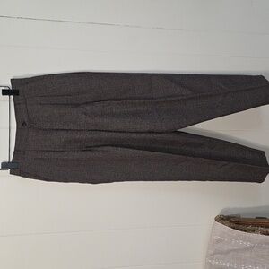 Vtg Briggs New York Tan Green Brown Houndstooth Womens 14 Curved Outseam Pleated